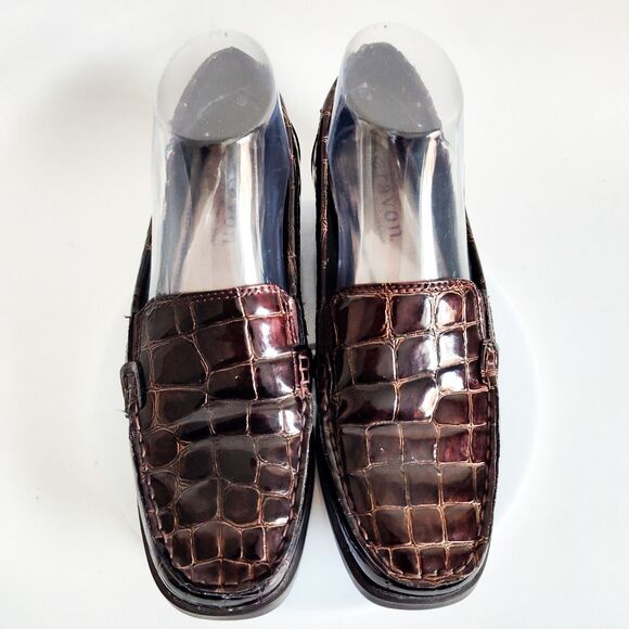 Aravon New Balance Loafers Size 7.5 Whitney Croc Patent Leather Slip On Shoes - Picture 6 of 11